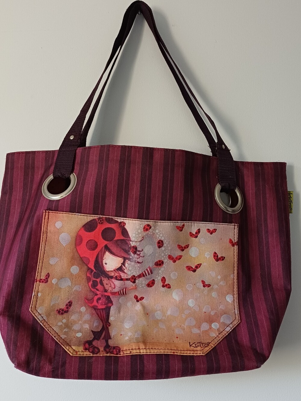 Large Whimsical KETTO Ladybugs Tote Bag